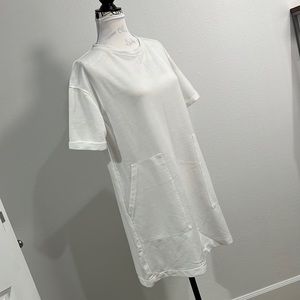 ZARA Trafaluc White Short Sleeve T-Shirt Dress - Size S